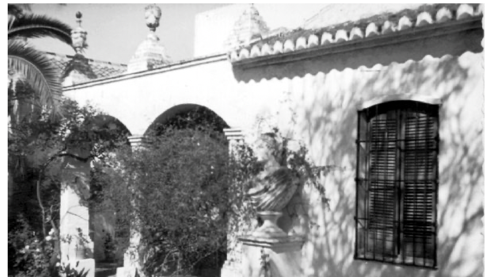 Fig. 20. Perspectiva del patio y de los jardines de la casa de Antonio Villa, 1945. Archivo Temboury. Diputación Provincial de Málaga